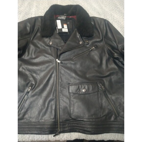 Harley Davidson Leather Detachable Faux Fur Mens Jacket Nwt 4x Black Y2K... - Picture 4 of 16